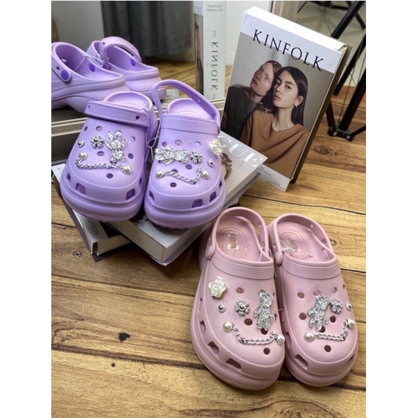 รองเท้าแตะ Crocs Jibitz เกาหลีร่วมสมัยทําจากยางนําเข้า ไซส์ 35-40