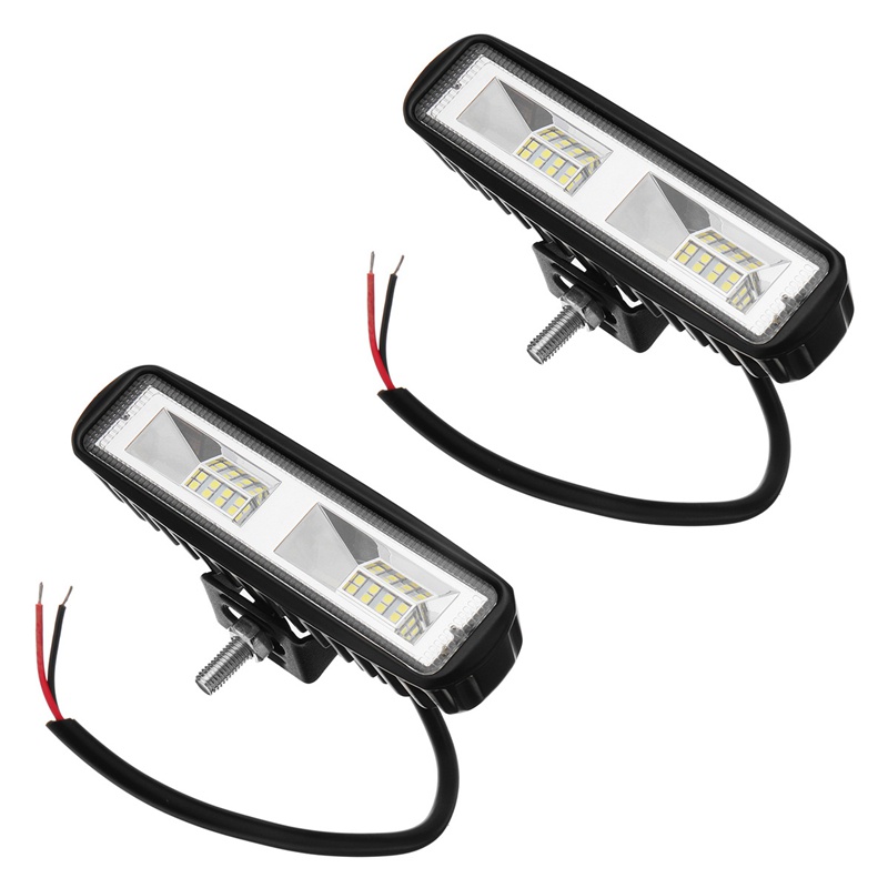 2Pcs 6 Inch 48W 16 LED Work Light Bar Flood Beam Bar Car Suv Off Road Driving Fog Lamp Ip68