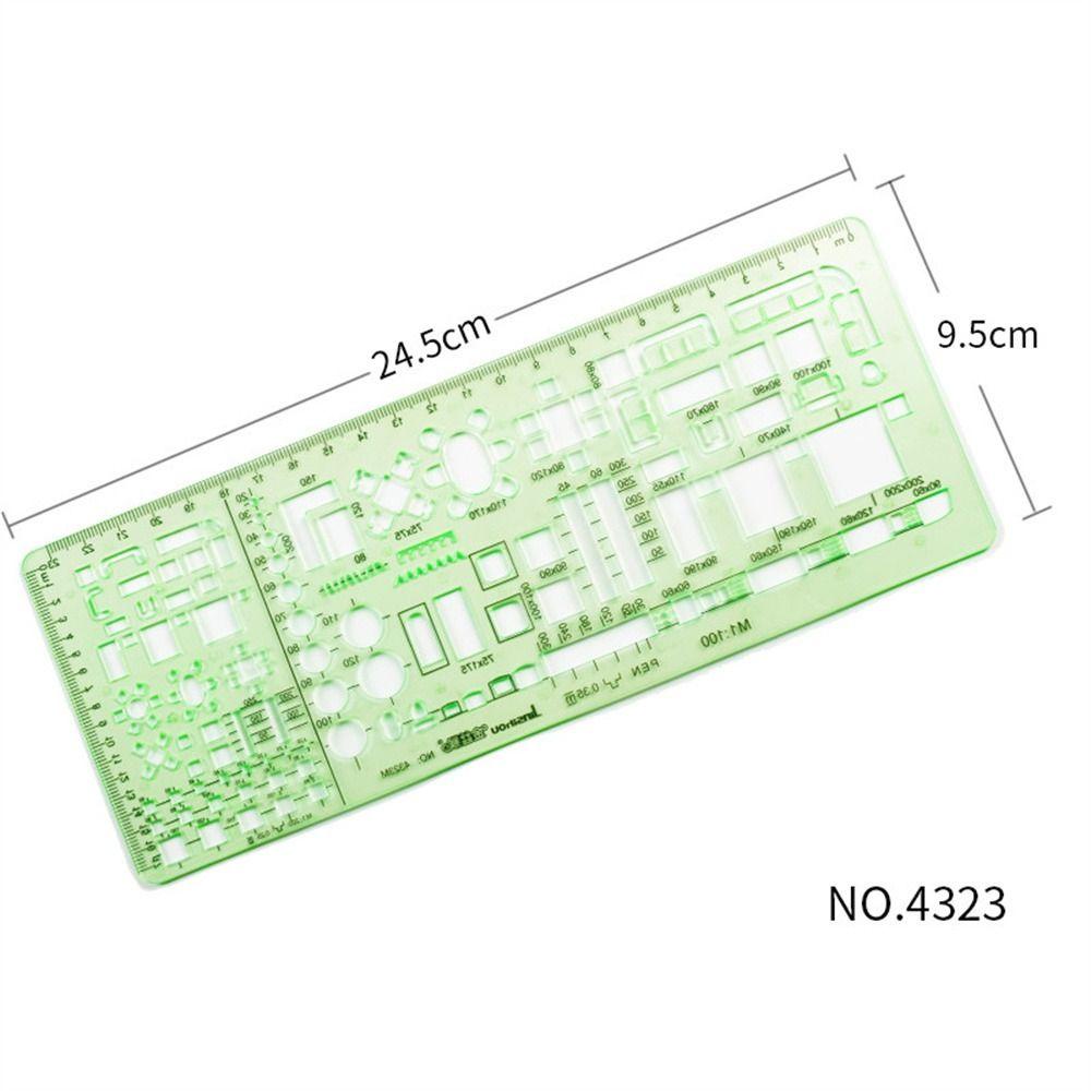 โคเวน ไม้บรรทัดแม่แบบอุปกรณ์สํานักงานโปร่งใสเครื่องมือวัดวงกลมรูปไข่สีเขียวไม้บรรทัดเรขาคณิต - รูปที่ 2