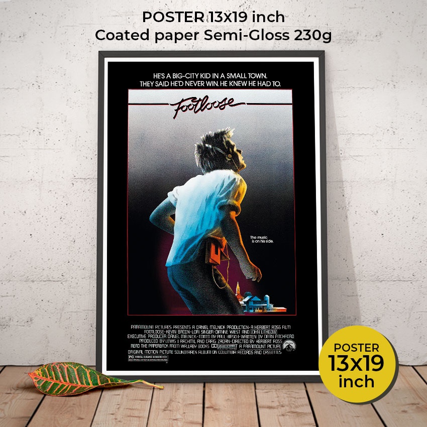 Footloose Poster (1984) โปสเตอร์ภาพยนต์ตีนมีหัวใจ Kevin Bacon ภาพขนาด 33X48 cm (ไม่มีกรอบ)