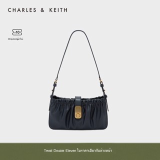 CHARLES &amp; KEITH ฤดูใบไม้ร่วงกระเป๋าสตรี CK2-20270786 สุภาพสตรียุโรปและอเมริกาไหล่เดียวรักแร้ Fondant กระเป๋า