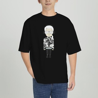 เสื้อยืดแขนสั้นลําลอง ผ้าฝ้าย ลาย Karl Lagerfeld สําหรับผู้ชาย