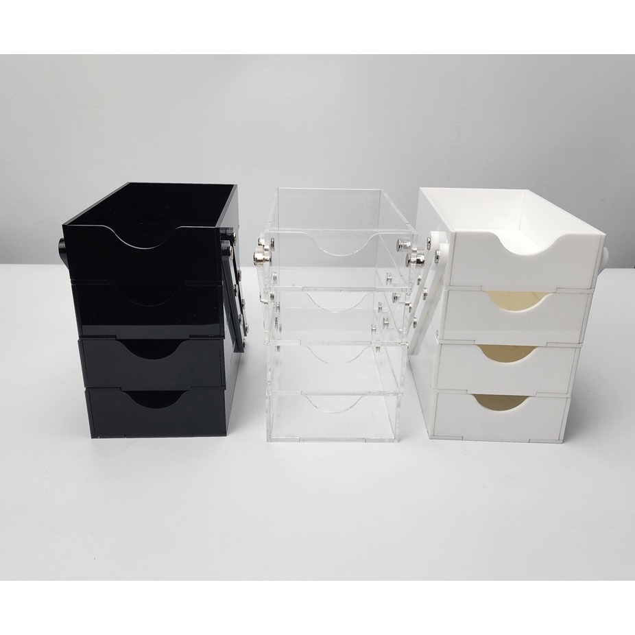 กล่องอะคริลิคอเนกประสงค์ Acrylic Scissors Box ขนาด กว้าง 10ซม.x สูง 16ซม.x ยาว 18ซม. 1กล่องมี4ชั้น