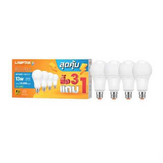 หลอด LED LAMPTAN A60 13 วัตต์ DAYLIGHT E27 แพ็ค 4 ชิ้น