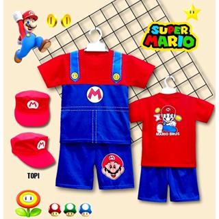 Super MARIO ชุดเครื่องแต่งกาย หมวก สําหรับเด็กอายุ 2-10 ปี