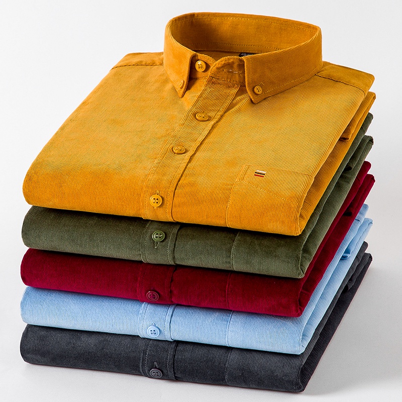 Casual 100% Cotton Corduroy Man เสื้อแขนยาว Plus ขนาด 7xl Social Mens เสื้อ