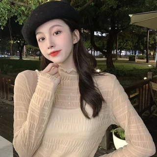 เสื้อเชิ้ตคอเต่า ผ้าชีฟอง แบบบาง ขนาดเล็ก แฟชั่นฤดูใบไม้ผลิ และฤดูใบไม้ร่วง สไตล์เรโทร สําหรับผู้หญิง 2022