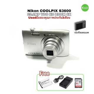 Nikon COOLPIX S3600 20.1 MP Digital Camera compact 8x Zoom Lens VR มีกันสั่น HD Video กล้องดิจิตอล used มือสองมีประกัน