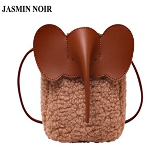 Jasmin NOIR กระเป๋าสะพายข้าง ขนเฟอร์ แบรนด์เนม ลายช้าง สําหรับผู้หญิง