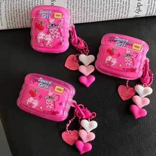 เคสหูฟัง เจลลี่ ลายหัวใจ สีแดงกุหลาบ สําหรับ Airpods 3 1 2 Pro Pro2