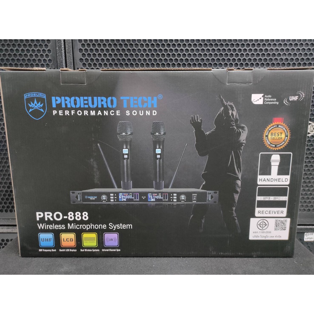 PROEUROTECH PRO-888 ไมค์ลอย UHF  รุ่นใหม่ ปรับความถี่ได้ ความถี่ใหม่ มีกระเป๋า โปรยูโรเทค Pro888