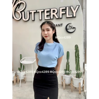 MQzz4289 💓พร้อมส่ง เสื้อทำงานแขนสั้นแบบใหม่ คอสูง ผ้าไหมพรม นุ่มนิ่ม ใส่สบาย ยืดได้เยอะ สาวอวบใส่ได้ Free Size