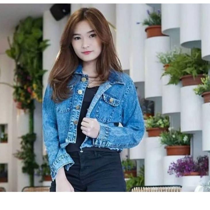 ผู้หญิง JUMBO JEANS JACKET/JUMBO RAWIS CROP JACKET CROP JEANS JACKET ผู้หญิง RAWIS JACKET สําหรับ GI