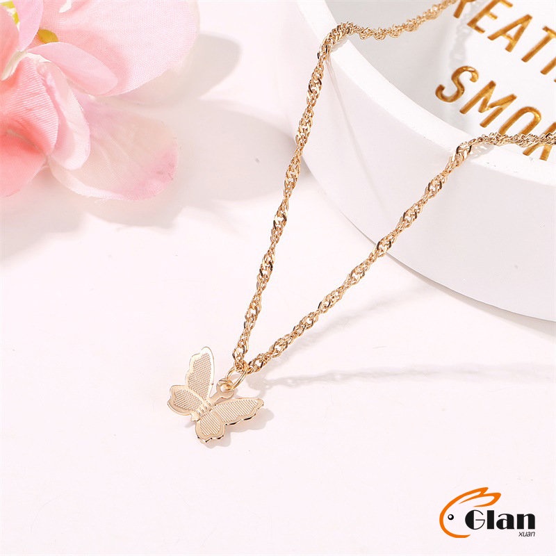 Glanxuan สร้อยคอจี้ผีเสื้อ  สร้อยคอสไตล์เกาหลี สร้อยคอแฟชั่น necklace