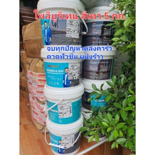 5 กก. Yasen โพลียูรีเทนเคลือบกันน้ำ PolyUrethane โพลียูรีเทนเคลือบหลังคา ซ่อมดาดฟ้ารั่ว ยากันรั่วซึม ฟิล์มเคลือบผนังร้าว