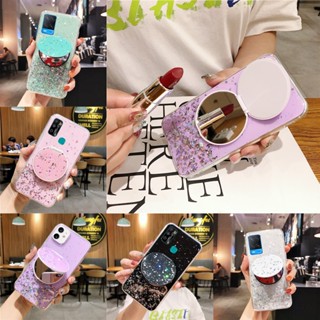 เคสป้องกันโทรศัพท์มือถือซิลิโคน แบบนิ่ม ลายกากเพชร มีกระจก สําหรับ Vivo 1901 1902 1904 1906 1907 1915 1918 1919 1920 1929 1940 1935 1938 V1907 V1901 V1901A