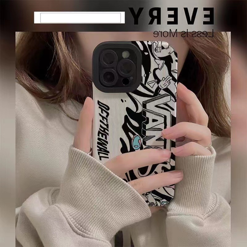 เคสสําหรับ iphone 11 14/15/16promax 14 Plus 12Promax 13/6/7/8plus/X max/15promax Hipster สีดําและสีขาว Vance shock-proof soft case