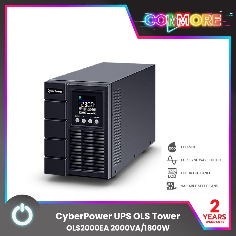 CyberPower UPS OLS Tower OLS2000EA (เครื่องสำรองไฟฟ้า) 2000VA/1800W เหมาะสำหรับสตรีมเมอร์ งานกราฟิก ขุดบิทคอยน์