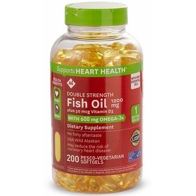 น้ำมันปลา Fish Oil โอเมก้า3 (DHA/EPA/VitaminD) (ยี่ห้อ Members Mark 1200 mg)