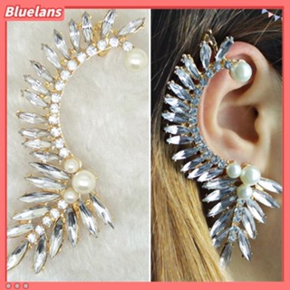 ต่างหูเซเลบแบบติดหูทรง Ear Cuff ตกแต่งไข่มุกคริสตัลแนวพังก์