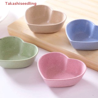 (Takashiseedling) ชามฟางข้าวสาลี รูปหัวใจ สีพื้น สําหรับใส่ซอสถั่วเหลือง