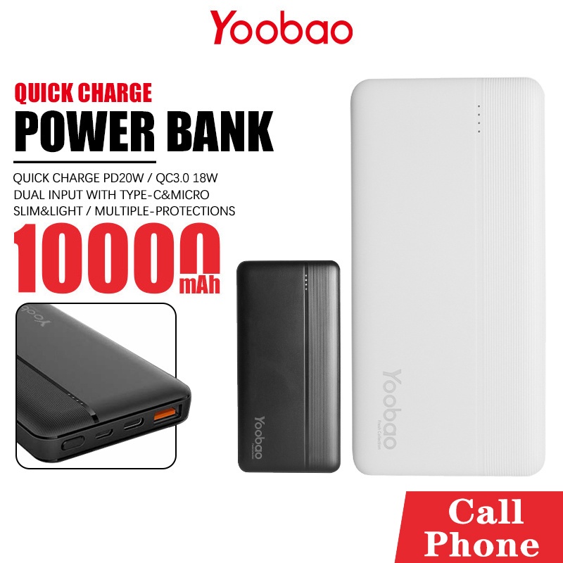 พาวเวอร์แบงค์ Yoobao รุ่น PD12 แบตสำรอง  ชาร์จเร็ว ความจุ 10000mAh. Powerbank Fast Charge PD20W แบบพ