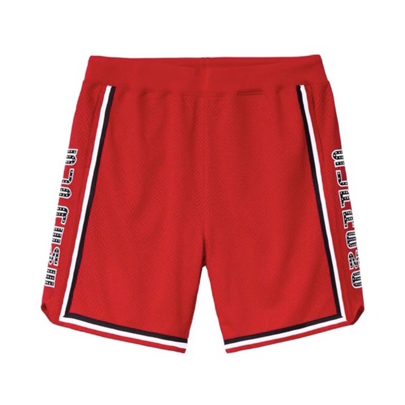 ใหม่พร้อมส่ง ของแท้ กางเกงขาสั้น Supreme Rhinestone Basketball Shorts Red