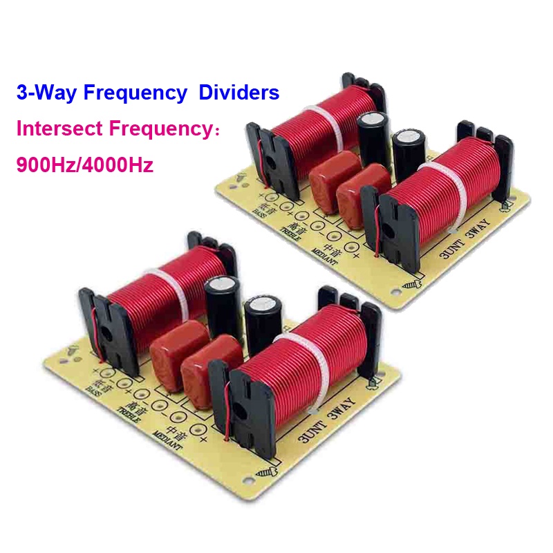 2PCS 150W 3Way Audio Hifi Filter Circuit Board Stereo Speaker Crossover Filters 900Hz/4000Hz 3 Unit 