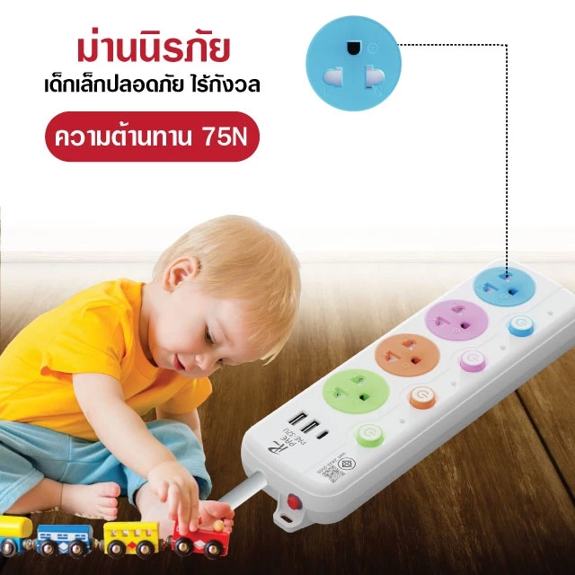 รับประกัน2ปี ปลั๊กไฟ  2ช่อง/3ช่อง มีUSB 2300W มีมอก.อเนกประสงค์ thumbnail 3