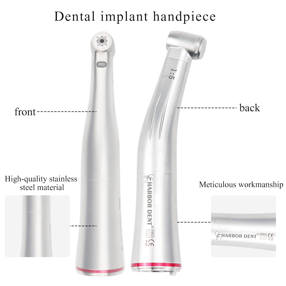 Straight Contra Angle Dental Fiber Optic Contra Angle Low Speed Handpiece 1:5 LED Contra Air Turbine
