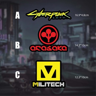 สติกเกอร์เกมcyberpunk 2077 arasaka/militech แต่งรถยนต์ มอเตอร์ไซค์ laptop computer