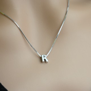สร้อยคอพร้อมจี้อักษรเงินแท้ "R"