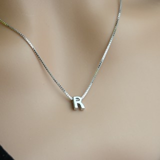 สร้อยคอพร้อมจี้อักษรเงินแท้ "R"