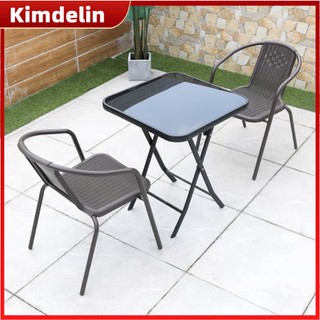 【Ready  Stock】KIMDELIN Outdoor Furniture Garden Set table + 4 chairs, Black /White Table For Balcony,Patio,Terrace