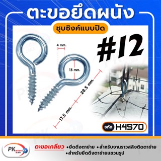 ตะขอยึดผนังชุบซิงค์แบบปิด,ห่วงตะขอ,ตะขอยึดผนัง,ตะขอติดตาข่าย,ตะขอเเขวนรูป 10ตัว H4570