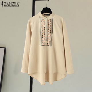 Zanzea เสื้อเบลาส์ แขนยาว ปักลาย สไตล์วินเทจ สําหรับผู้หญิง