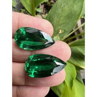 lab emerald Nano 12x22 mm 24 carats 2 pieces