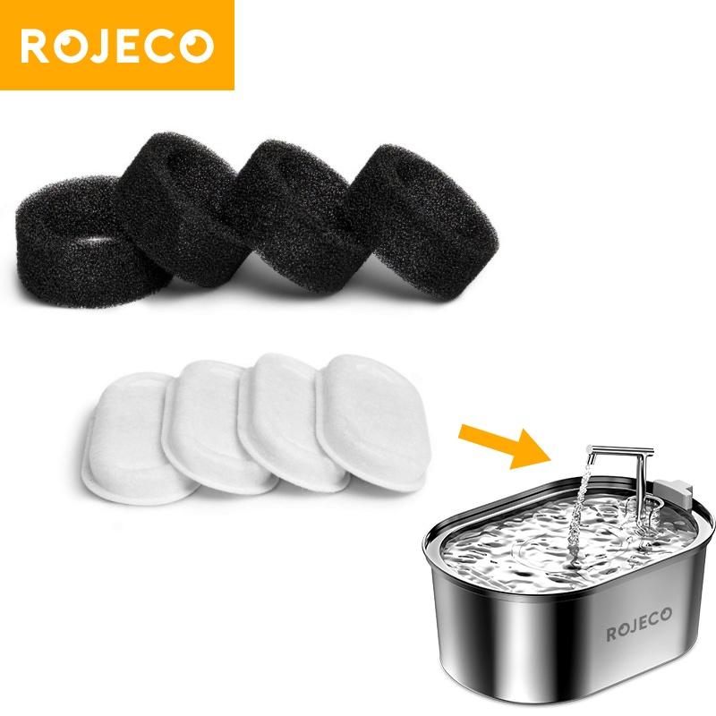 Rojeco ไส้กรองน้ําพุ สเตนเลส 304 3.2 ลิตร แบบเปลี่ยน สําหรับสัตว์เลี้ยง แมว