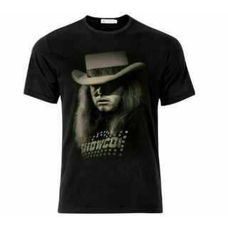 เสื้อคู่รัก - [ขายร้อนคลาสสิก] Lynyrd Skynyrd รอนนี่แวนแซนท์ร็อคแอนด์โรลเสื้อยืดสีดําของขวัญคริสต์ม