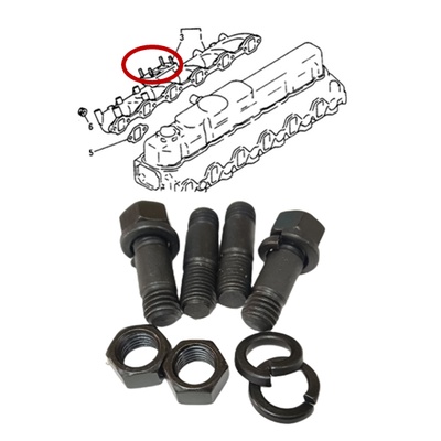 (4PCS X 1 ชุด)SK200 / SK200-3 / 6D31 HYDRAULIC EXCAVATOR ENGINE MANIFOLD TURBO STUB BOLT (MH002174)