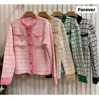 เสื้อไหมพรมทวิต เนื้อดี ฟรีไซส์ กระดุมหน้าใช้งานได้จริง