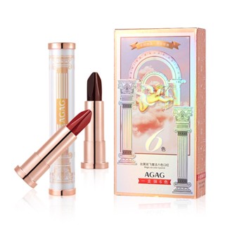 Agag magic ลิปสติก หกสี กันน้ํา และทนทาน เนื้อแมตต์ หัวคู่ หกสี