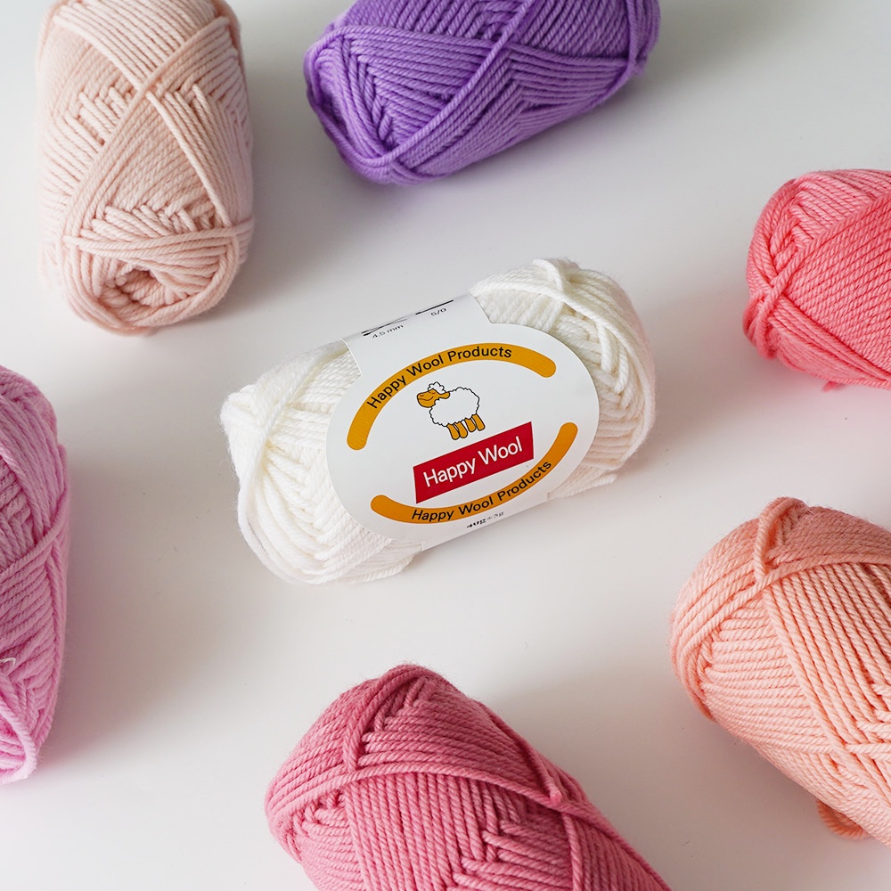 [HAPPY Wool] 40g_2.5mm 100% Super Fine Wool Yarn สําหรับผู้เริ่มต้นสี No.801~847
