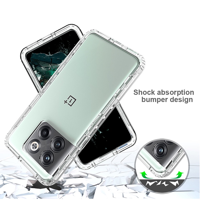สําหรับ OnePlus 10T 5G Full Body Hybrid ทนทานกันกระแทกGradient Clear Back Case Cover - รูปที่ 2