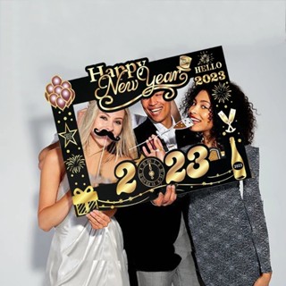 Jn Happy New Year Photo Booth พร็อพถ่ายรูป สําหรับตกแต่งปาร์ตี้ปีใหม่ 2023