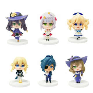 โมเดลฟิกเกอร์การ์ตูนเกม Genshin Impact Character Jean Lisa Barbara Noelle Mona Kaeya ของเล่นสําหรับเด็ก 6 ชิ้น