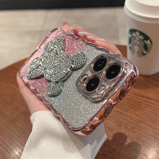 เคสโทรศัพท์มือถือ TPU ชุบไฟฟ้า ประดับเพชร กลิตเตอร์ ไล่โทนสี รูปหมี สําหรับ Iphone14 13 12 11Pro Max Plus