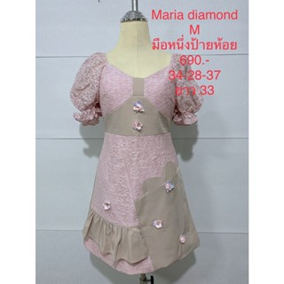 เดรสสั้น ทูโทนชมพูน้ำตาล MARIA DIAMOND SIZE M มือหนึ่งป้ายห้อย