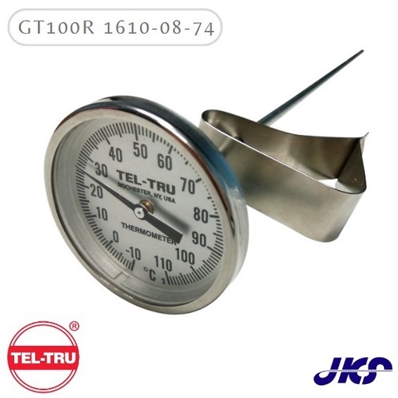 Teltru รุ่น GT100R (1610-08-74) Thermometer เครื่องวัดอุณหภูมิอาหาร หน้าปัด1-3/4" ก้านยาว8" สแตนเลส แบบตัวหนีบ