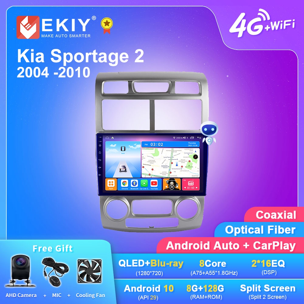 EKIY T7 Android 10 Car Radio For Kia Sportage 2 2004 2005 2006 2007-2010 Android Auto Multimedia Player Stereo BT 2din D
